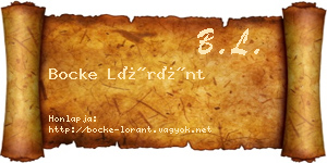 Bocke Lóránt névjegykártya